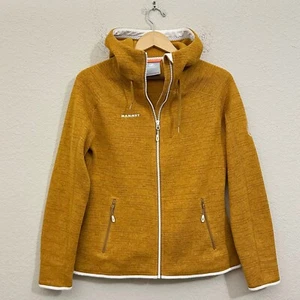 MAMMUT Arctic Jacket Womens M Dijon Yellow Full Zip Hooded Polartec Outdoor - Picture 1 of 11