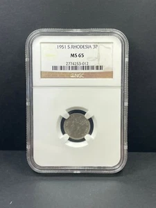 1951 Southern Rhodesia 3 Three Pence, NGC MS 65, Zimbabwe - Picture 1 of 2