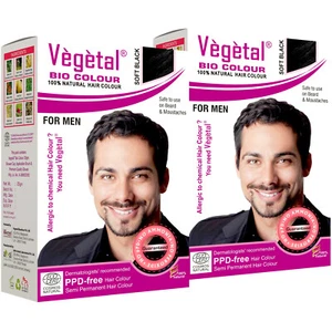 2X Bio Colour 25g Soft Black Pack of 2 Organic Beard Hair Dye Full Kit Vegetal - Picture 1 of 5