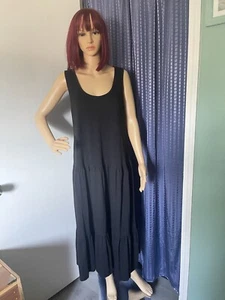 Caslon Black Cotton Sleeveless Maxi Dress Size S Tiered - Picture 1 of 5
