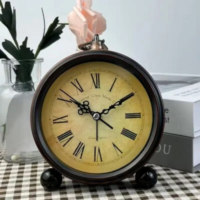 Tischuhr Ohne Ticken, Wecker - Antike Vintage Retro Nostalgie Design Metall - Bild 1 von 4