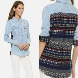 Rails Distressed Chambray Tencel Aztec Southwestern Brady Camicia Grunge Donna S - Foto 1 di 9