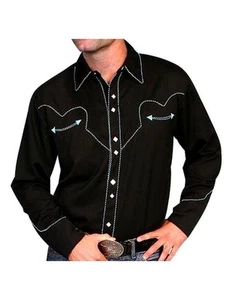 Scully Western Shirt Mens L/S Snap Solid Candy Cane Piping F0_P-726 - Picture 1 of 5