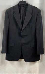 Canali Mens Black Solid Super 120s Wool Classic Blazer 2 Button Italy 50R - Picture 1 of 8