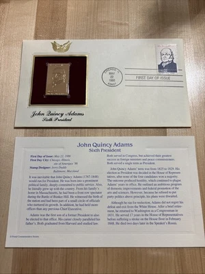 约翰·昆西·亚当第六任总统 1986 年 5 月 22 日黄金邮票首日发行 — 第 1/4 张图片
