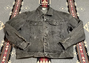 Vintage GUESS Georges Marciano Button Front Denim Jean Jacket 90s Black XL T46 - Picture 1 of 10