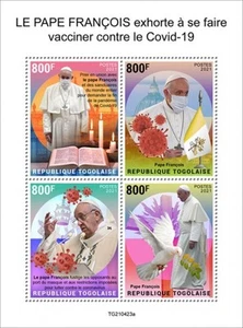 Togo - 2021 Pope Francis & Pandemic - 4 Stamp Sheet - TG210423a - Picture 1 of 1