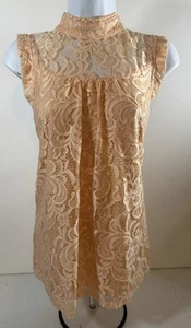 Shannon Ford New York Top Tank￼peach Floral Lace Tan Lined Womens Large - Picture 1 of 10