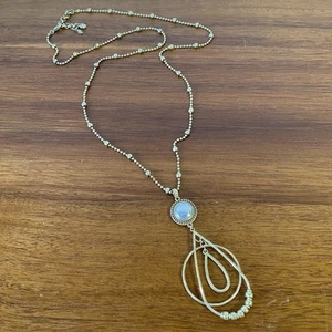 Lucky Brand Long Statement Necklace Gold-Tone With Pendant - Picture 1 of 9