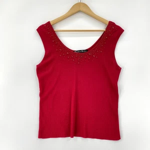 Michelle Nicole Perlen Shell Damen XL rot Glitzer Tank Urlaub Top Party Glam Cami - Bild 1 von 8