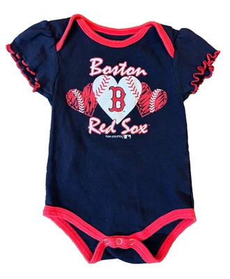 Baby Girls Boston Red Sox Bodysuit 12 Months Romper Red Navy Blue Short Sleeved - Image 1 of 4