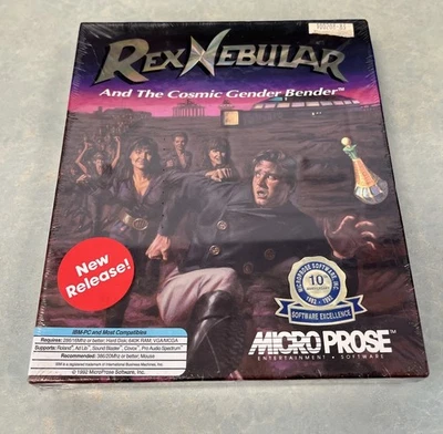 Rex Nebular and the Cosmic Gender Bender 3.5" Disks PC, 1992 Big Box SEALED NEW - Image 1 of 4