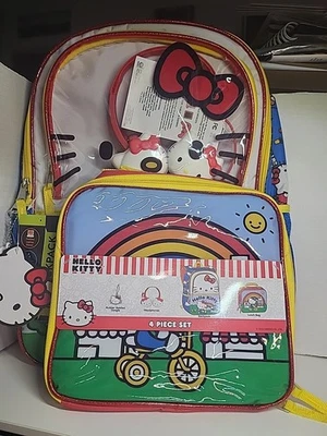 Hello Kitty девочек 17» рюкзак, ланч сумка и наушники комплект, бесплатный бенто коробка новый с Ярлыками - Изображение 1 из 4