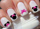 Minnie Mouse rosa Schleife Nail Art Aufkleber Transfers Aufkleber 66er Set - A1224