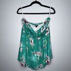Torrid Women’s Green Floral Mesh Strapless Twisted Babydoll Tunic Top Size 1 NWT