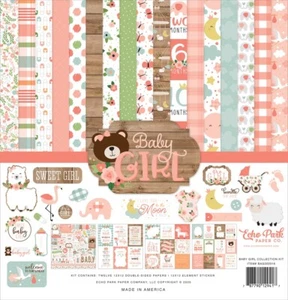 12" x 12" scrapbooking paperpad Echo Park Baby Girl 12 sheets - Picture 1 of 2