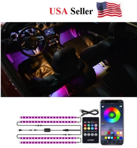 48 RGB LED Streifen Neon Atmosphäre Licht Set USB Stecker Bluetooth App Fernbedienung - Bild 1 von 6