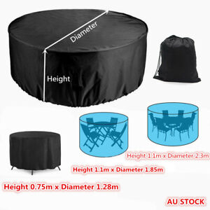 Outdoor Furniture Round 1.28m/1.85m/2.3m Cover Waterproof Garden Table Shelter