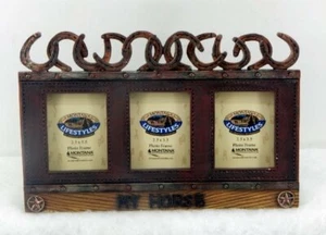 Montana Silversmith Triple Horseshoe Rustic Western Photo Frame New Ships Free - Picture 1 of 4