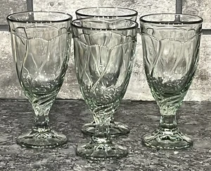 4 Vintage Noritake Sweet Swirl Light Green Iced Tea Goblets Glasses HEAVY - Picture 1 of 7