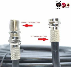 Cable de extensión de banda ancha Virgin Media TV 50M negro para Sky + HD Tivo y Superhub - Imagen 1 de 7