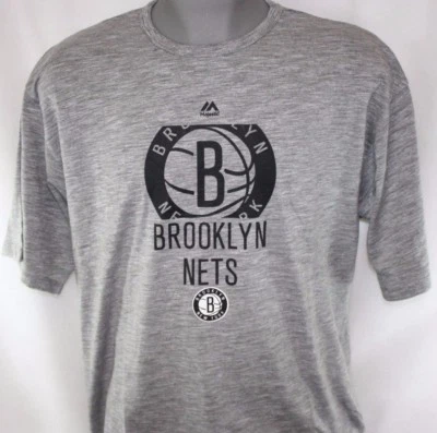 NEW Mens MAJESTIC Brooklyn Nets Grey Short Sleeve Big & Tall NBA Tee T Shirt - Image 1 of 2