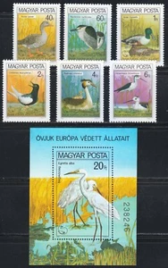 Hungary 1980 MNH Mi 3451-3456+Block 146 Sc 2659-2665 Rare European Birds ** - Picture 1 of 2