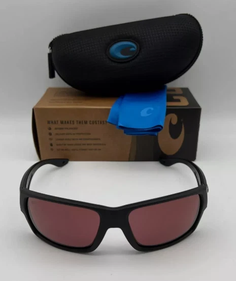 NEW Costa Del Mar TAILFIN Polarized Sunglasses Matte Black / Rose Glass Medium - Image 1 of 1