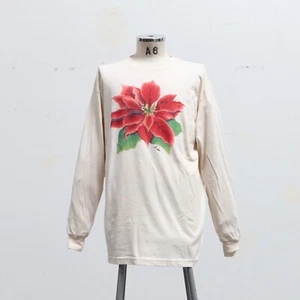 Deadstock Vintage 90s Studio Q Poinsetta Flower Shirt Size XL Murina Made in USA - Picture 1 of 13