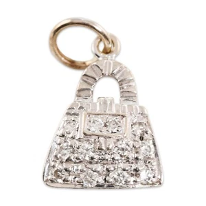 ROBERTO COIN 18K WHITE GOLD DIAMOND 0.18 CTTW FIGURAL PURSE CHARM PENDANT - Picture 1 of 3