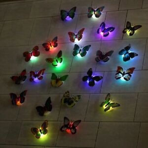 20 PCS LED Flashing 3D Butterfly Wall Decor Night Light Lamp Kids Bedroom Decor