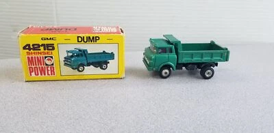 Camión de volteo vintage Shinsei Mini Power GMC verde 4215 diecast con caja bañera A Foto 1 de 4