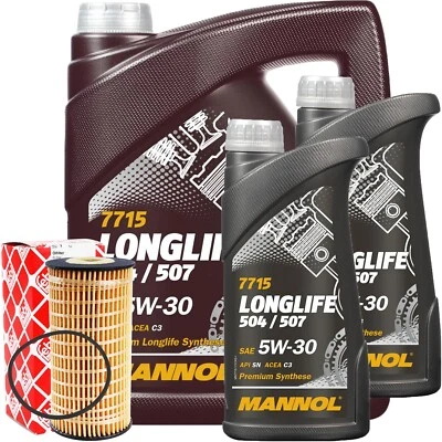FEBI ÖLFILTER + 7L MANNOL 5W-30 LONGLIFE ÖL passend für MERCEDES C-KLASSE VITO - Bild 1 von 4