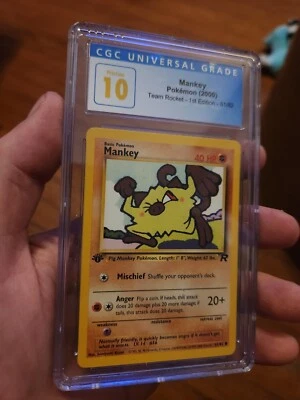 (POP 16) CGC 10 PRISTINE Mankey Team Rocket 1st Edition 2000 Pokemon 61/82 Card - Image 1 of 4