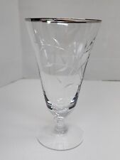 1 Single Fostoria Bridal Belle Etched Iced Tea Glass Platinum Rim 6.5"  Vtg