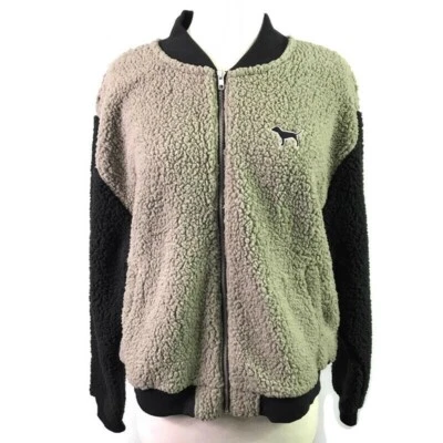 Victorias Secret VS ROSA MEDIANO Sherpa Cremallera Completa Chaqueta/Sudadera Tostado/Negro Foto 1 de 4