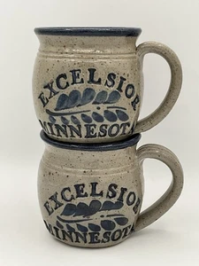 Vintage Steingut Tasse Becher Salzglasiert Excelsior Minnesota USA signiert - Bild 1 von 10