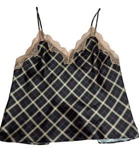 Women's Victoria Secret Vintage Y2K Plaid Lace Trim Cami Tank Size Medium - Picture 1 of 5