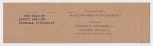 Vintage Langes Handbook of Chemistry BOOKMARK /atomic weight Bucknell University - Picture 1 of 2