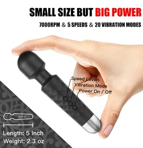 Mini Leistungsstarker Vibrator Massagegerät mit 20 Vibrationsmodi, Flüsterleise Waterproo - Bild 1 von 7