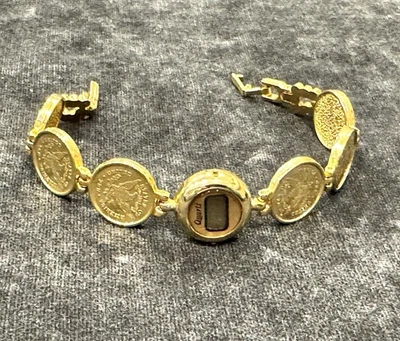 ВИНТАЖНЫЕ женские золотистый $10 монета США в Боге мы доверяем часы кварц цифровой - Изображение 1 из 4