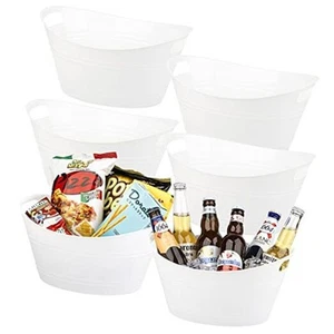 6 Pack Plastic Oval Storage Tub, Ice Bucket for Wine, Beer and Champagne, - Picture 1 of 7