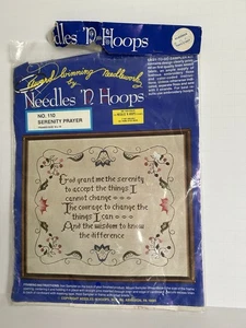 Muestreador de punto de cruz de lino estampado oración serenidad Needles 'N Hoops 16 x 19 pulgadas - Imagen 1 de 4