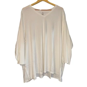 New Wynne Layers 3/4 Sleeve V Neck Top White Womens 3X Lightweight Flowy Relaxed - Picture 1 of 10
