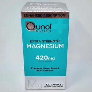 Qunol Minerals Extra Strength Magnesium 420mg, 120 Capsules Exp 06/2026 - Picture 1 of 7