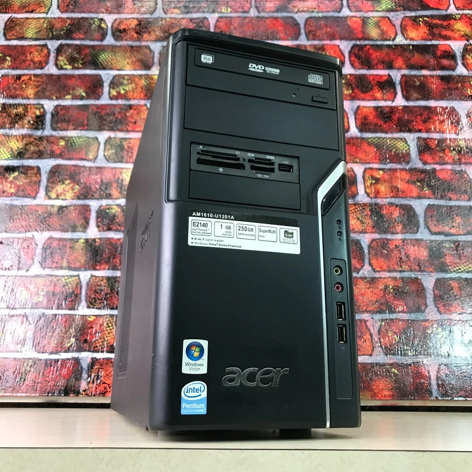Acer PC for Retro Gaming Pentium 1.60GHz 1GB RAM 250GB HDD Windows 7 Pro 64-Bit - Image 1 of 4