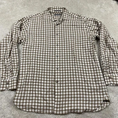 Daniel Cremieux Linen Shirt Mens L Checkered Button Up Lightweight Summer - Imagem 1 de 4