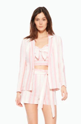 Parker Daren Pink Striped Blaze Jacket 100% Linen Candy Stripe SZ S NWT $298 - Image 1 of 4