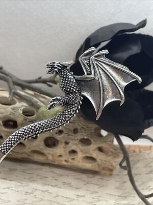 Norse silver Dragon Elven Hair Stick Viking Pin Bun Clip Gothic Crow Hair Pin - Image 1 of 4