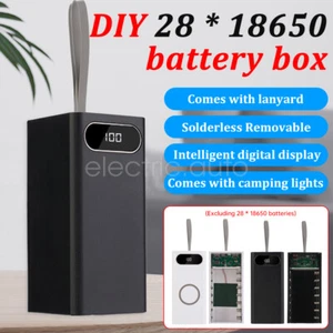 DIY for 28x18650 Battery Case LCD Display Power Bank w/LED Light Fast Charger - Photo 1 sur 18